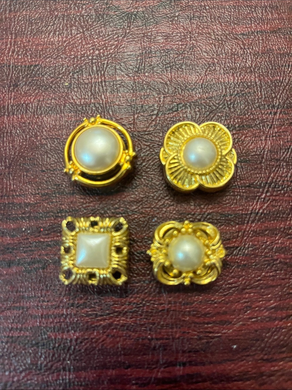 Gold-Tone Pearl Button Cover Set - Vintage Style